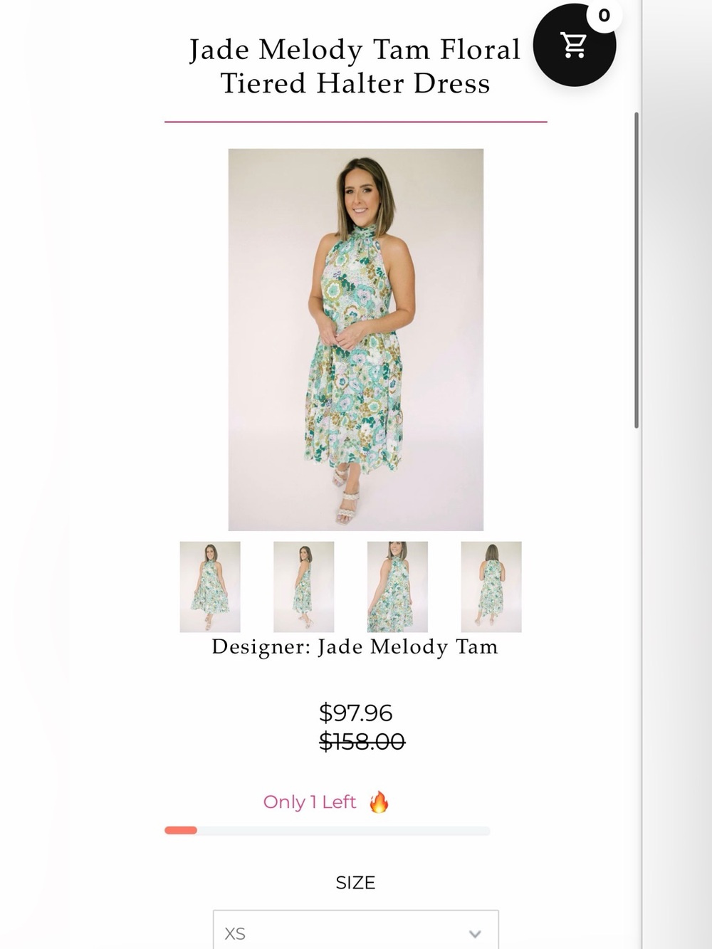 Jade Green Floral Tiered Halter Dress